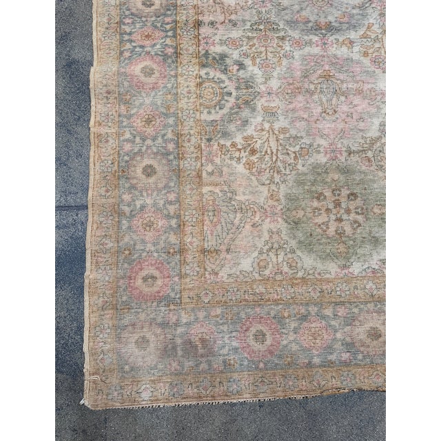 Ivory Mid 19th Century Turkish Silk Rug With Floral Medallions For Sale - Image 8 of 9