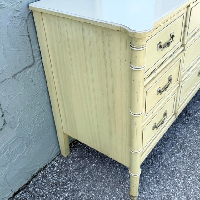 Ornamental & Decorative Materials Vintage Coastal Faux Bamboo Bali Hai Dresser With Mirror by Henry Link For Sale - Image 7 of 9