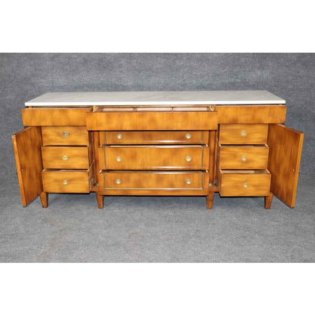 Traditional 1960's French Empire Style Marble Top Brass Mount Sideboard For Sale - Image 3 of 9