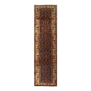 1900 - 1909 Navy Persian Antique Bidjar Runner For Sale