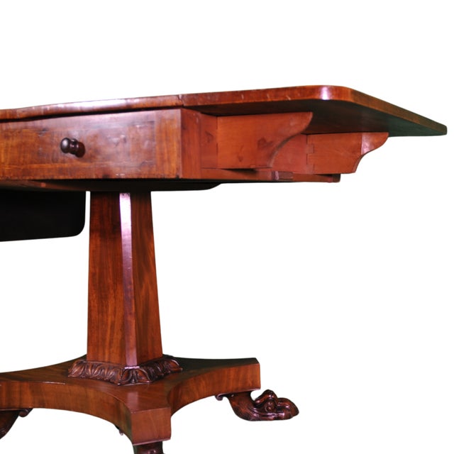 Empire Game Table with Drawers and Claw Feet, 1840 For Sale - Image 4 of 12