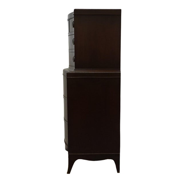 Vintage Antique Solid Mahogany Traditional Duncan Phyfe Style 37" Chest on Chest W. Urn and Vine Inlay 614 For Sale - Image 9 of 13