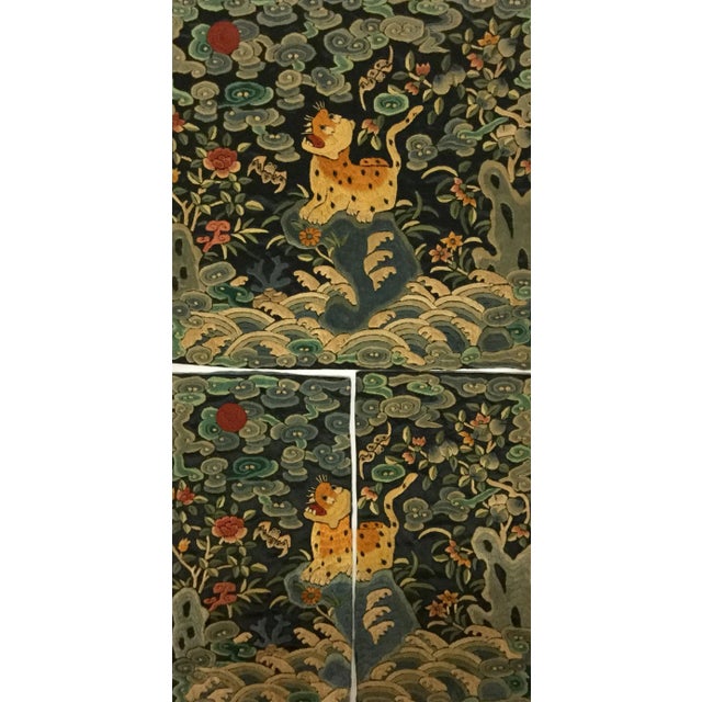 Antique Chinese Hand Embroidered Silk Rank Badges - Set of 3 For Sale - Image 4 of 13