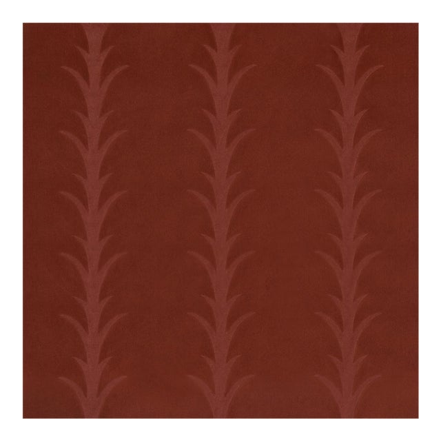 Sample - Schumacher Acanthus Stripe Velvet Fabric In Terracotta For Sale