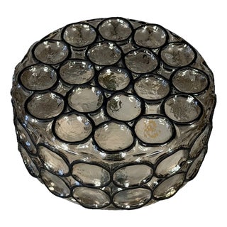 Vintage Ceiling Lamp in Glass and Metal from Glashütte Limburg, 1960s For Sale