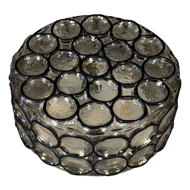 Vintage Ceiling Lamp in Glass and Metal from Glashütte Limburg, 1960s For Sale