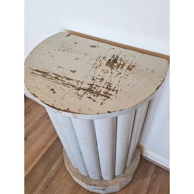 Wood Antique French Distressed Painted Pine Architectural Pedestal Stand For Sale - Image 7 of 11
