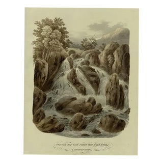 Waterfall near Capel Curig, Caernarvonshire, Wales, 1832, Watercolor For Sale