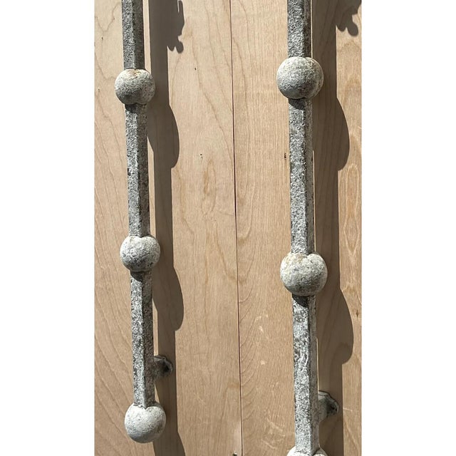 Rustic Vintage Metal Ball Finial Wall Sconces - A Pair For Sale - Image 3 of 12