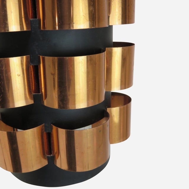 1970s 1970s Copper and Black Metal Pendant by Werner Schou for Coronell Elektro For Sale - Image 5 of 9