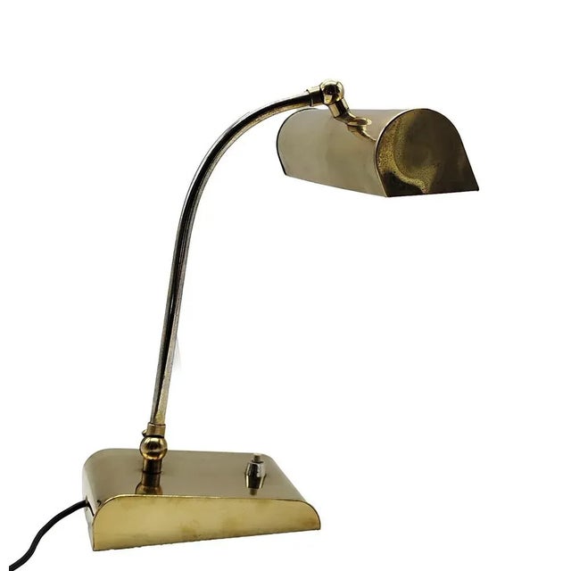 Ministerial Brass Table Lamp with Swivelling Lampshade, 1950s For Sale - Image 4 of 10