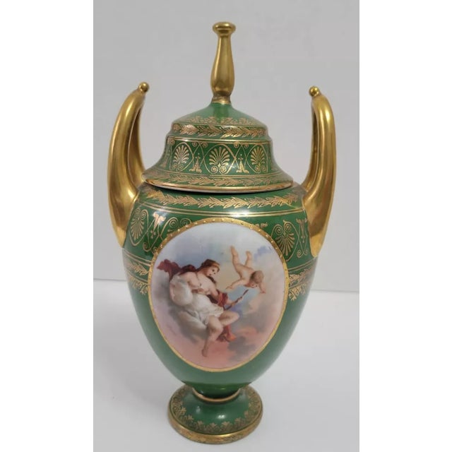 C1800 Royal Vienna Juno Covered Hand Painted Porcelain Urn/ Vase For Sale - Image 4 of 9