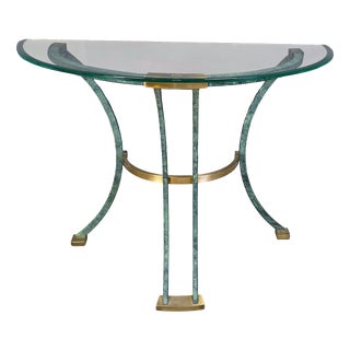 Vintage French Metal and Brass Console Table, 1970s For Sale