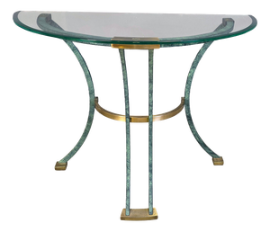 Vintage French Metal and Brass Console Table, 1970s