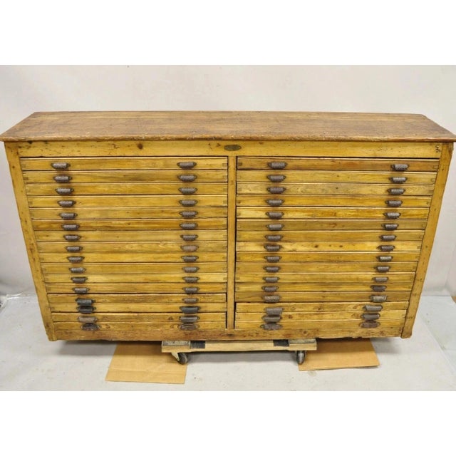 Fred K. Ullmer London Double 32 Drawer Map Makers Flat File Printers Cabinet For Sale - Image 14 of 16