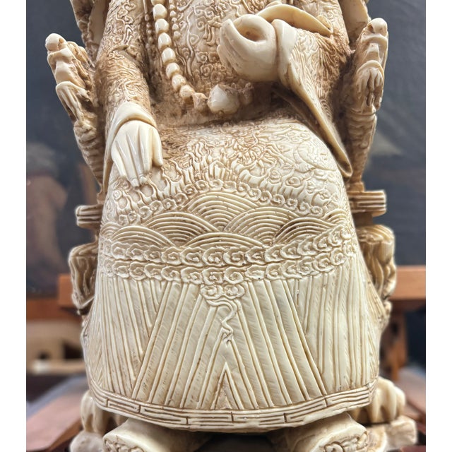 1980s Chinese Empress Emperor Figurine Faux Ivory For Sale - Image 5 of 14