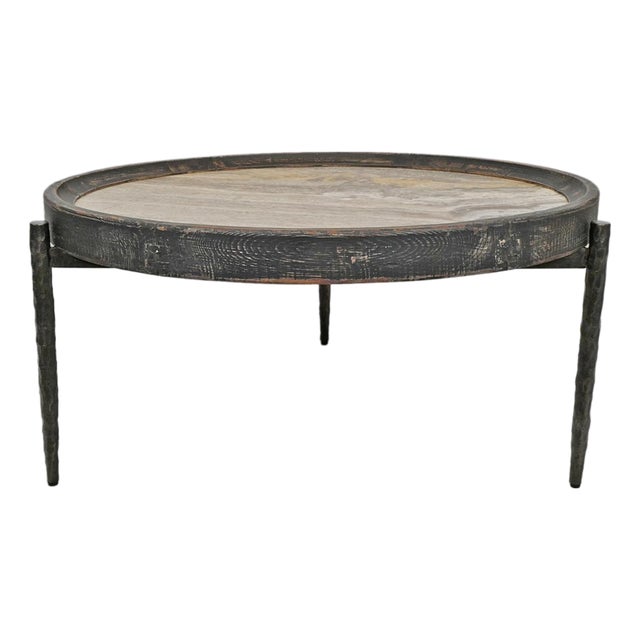 Alpine Marble & Elm Coffee Table For Sale