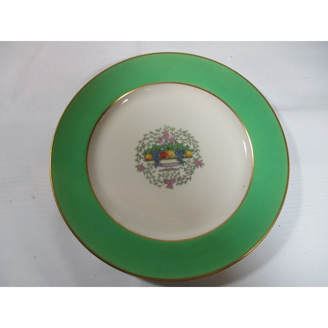 Art Deco Antique Lenox Sumerset Green Luncheon Plates- Set of 8 For Sale - Image 3 of 7