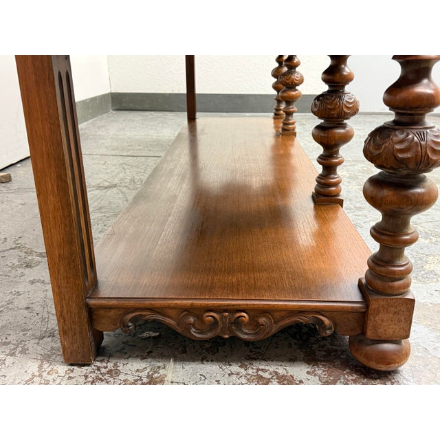 Empire Manufacturing Company Tudor Revival Carved Walnut Console Server, Circa 1920's For Sale - Image 12 of 12