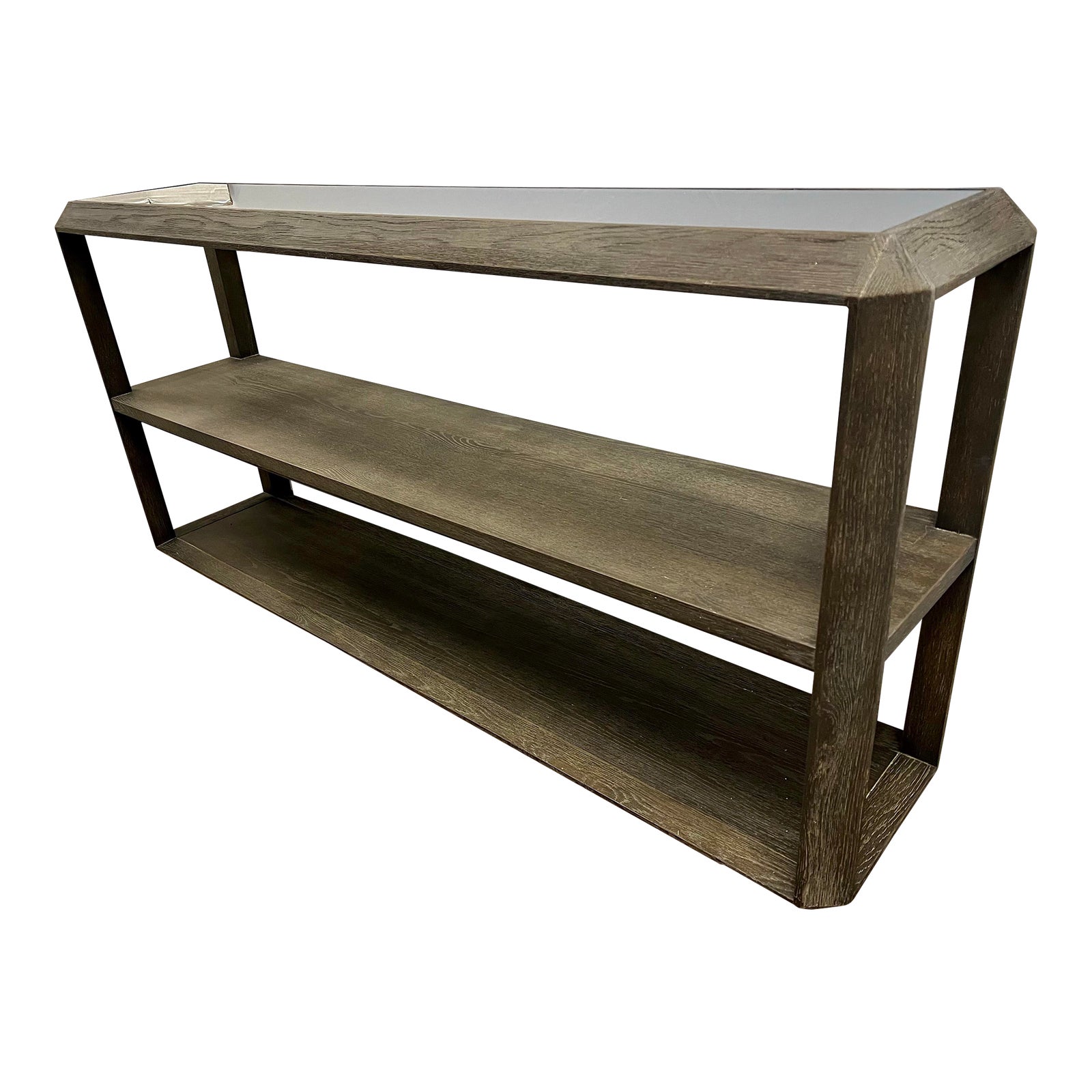 Restoration Hardware Glass and Wood Three Tiered Console Table With ...