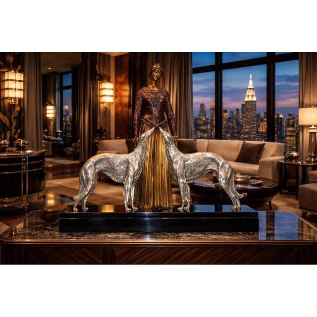 after Demetre Chiparus, Art Deco Sculpture, Bronze and Marble For Sale - Image 11 of 18