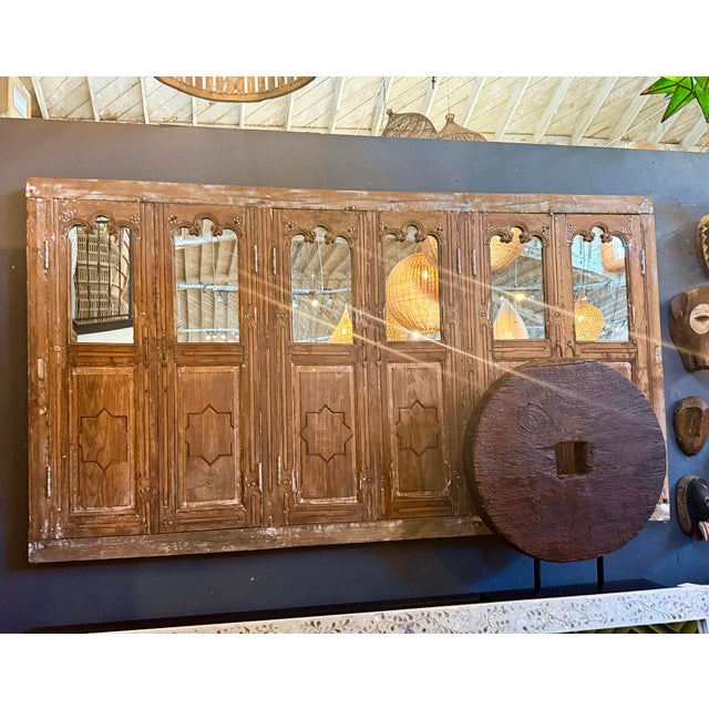 Wood Antique Agra Wood Shutter Mirror For Sale - Image 7 of 8