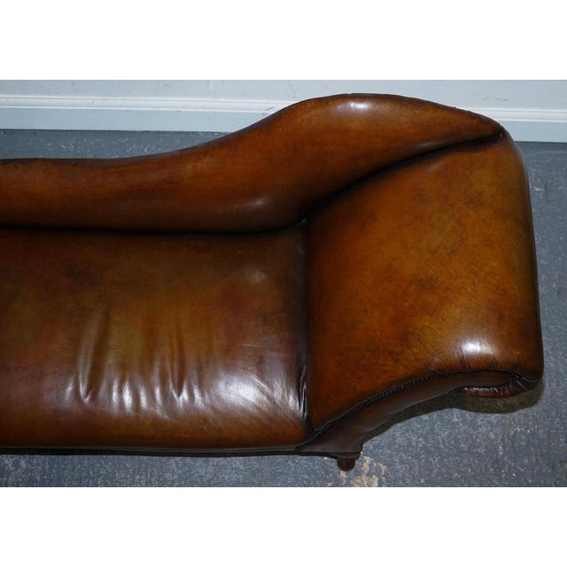 Victorian Brown Leather Hand Dyed Chaise Lounge For Sale - Image 13 of 18