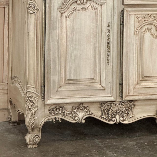 Antique Country French Stripped Walnut Buffet With Thick Siena Marble Top For Sale - Image 9 of 18