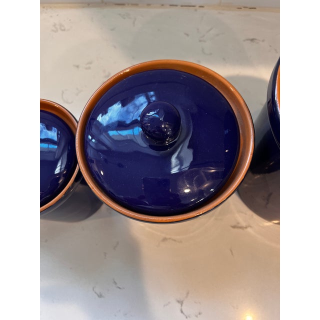 Italian Terracotta Cobalt Blue Canisters Set of 4 Chairish