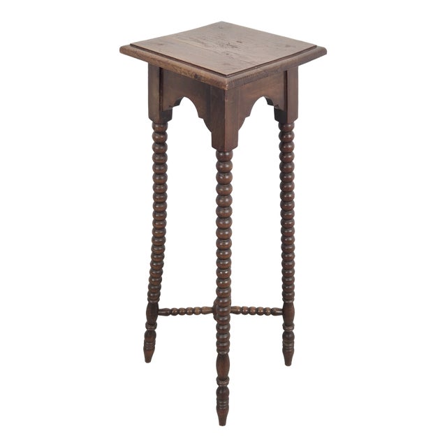 English Oak Bobbin Side Table for Plants, 1930 For Sale