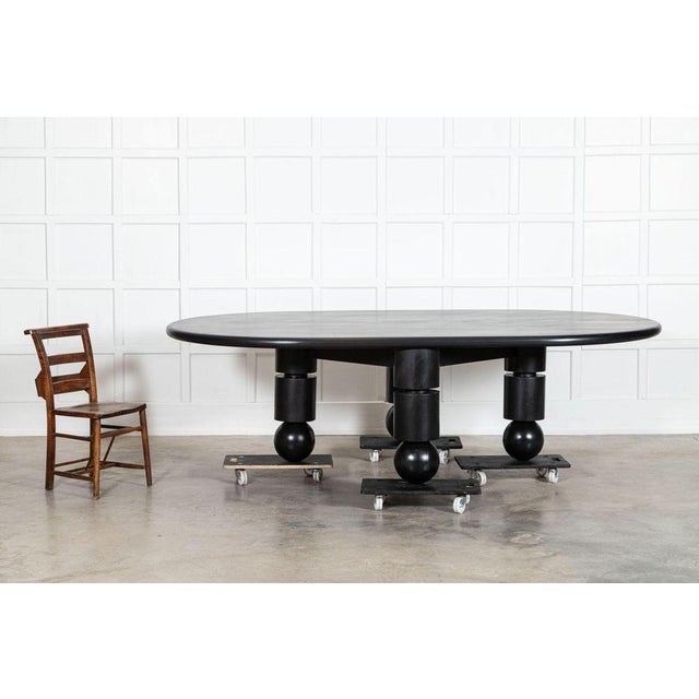 Brutalist English Brutalist Ebonised Elm Dining Table, 1960s For Sale - Image 3 of 14