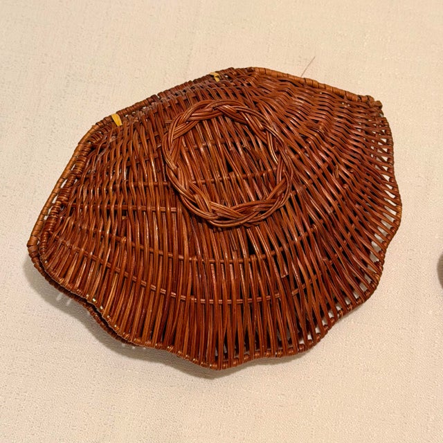 1970s Split -Rattan Clam Shell Baskets -Set of Two For Sale - Image 9 of 12