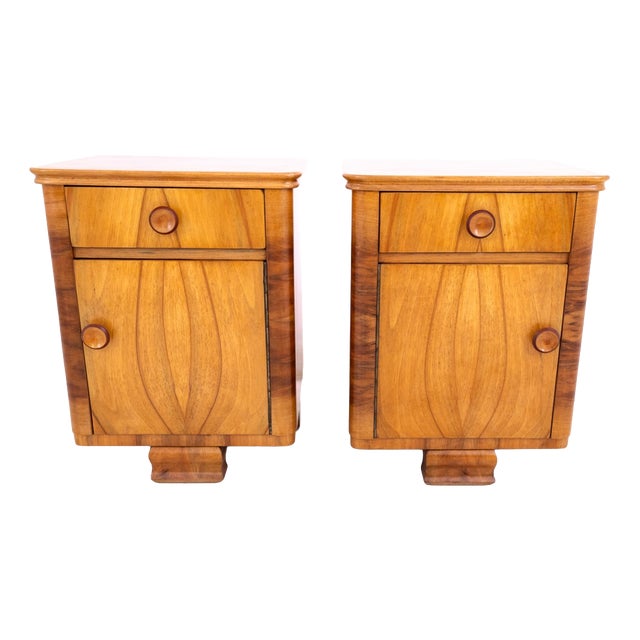 Vintage Polish Art Deco Nightstands, 1940s, Set of 2 For Sale