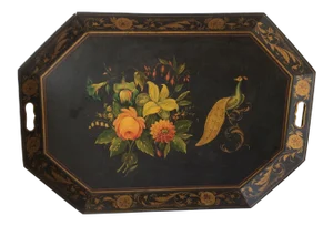 Antique American Painted Decorated Tole Tray