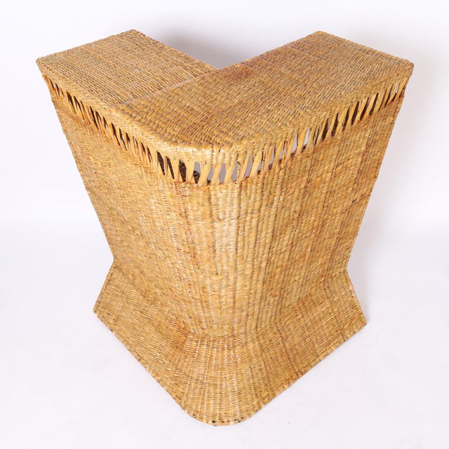 2020s Mid Century Style Tropical Woven Reed Bar For Sale - Image 5 of 9