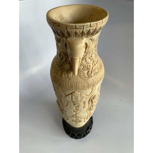 Chinese Vintage Chinese Faux Ivory Vase For Sale - Image 3 of 9