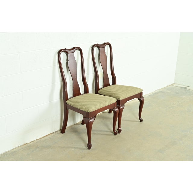 Ethan Allen Queen Anne Carved Cherry Wood Side Chairs or Dining Chairs, Pair For Sale - Image 13 of 13