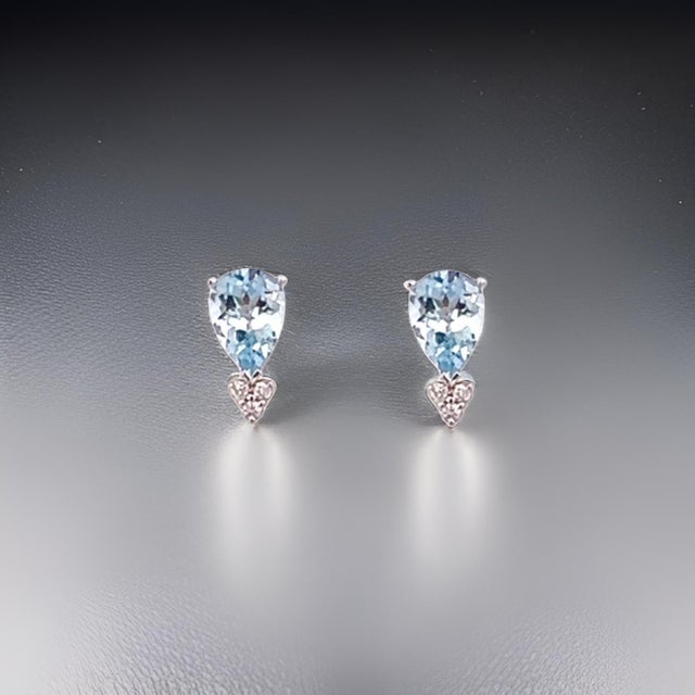 Metal Natural Aquamarine Diamond Earrings 14k Gold 3.07 TCW Certified For Sale - Image 7 of 12