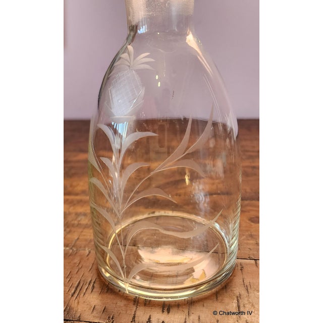 Glass Vintage Pineapple Etched Glass Fruit ~ Liquor Decanter W/ Stopper For Sale - Image 7 of 7