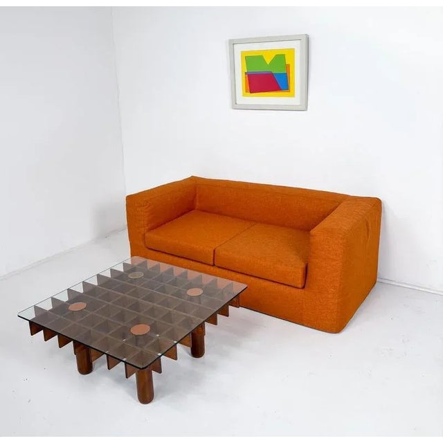 Mid-Century Modern Orange Two-Seater Sofa, 1970s For Sale - Image 6 of 9