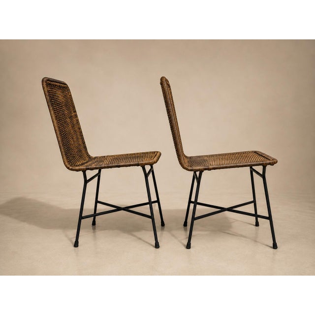 Brazilian Modern Pair of Chairs in Iron & Wicker by Carlo Hauner, Brazil, 1950s For Sale - Image 13 of 18