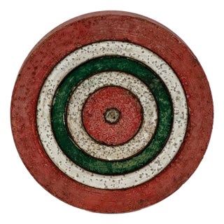 French Vintage Bullseye Dart Board in Pink Peach, White, & Green, Circa 1950s For Sale