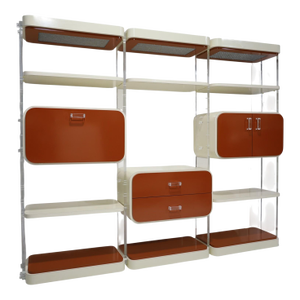 Laminate and Lucite Modular Wall Unit/Etagere/Dry Bar, Milo Baughman Style