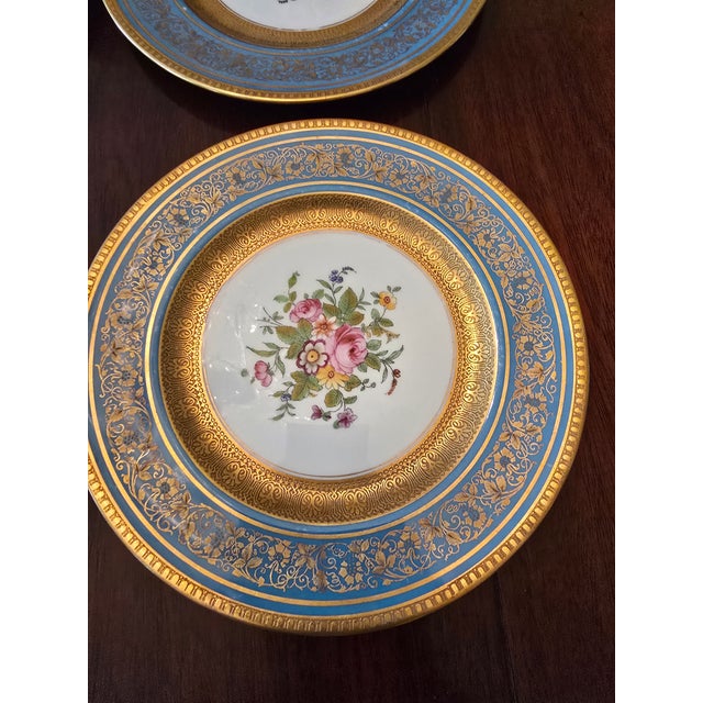 Staffordshire Pre Mid Century Vintage Set of 6 Gold Overlay Plates For Sale - Image 4 of 11