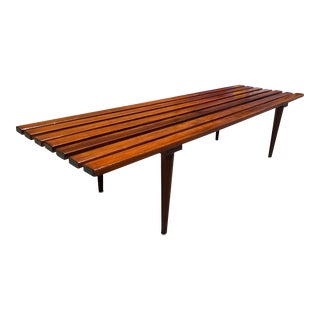 1970s Mid-Century Modern Wood Slat Bench Coffee Table For Sale