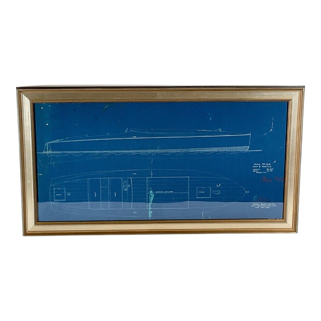 Rare Purdy Boat Company Blueprint for a Speedboat For Sale
