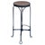 Late Victorian twisted iron metal and oak wood-top ice cream parlor stool features a dark-finished wrought iron base with...