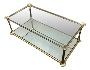 Vintage Mirrored Brass Coffee Table, France, 1980s