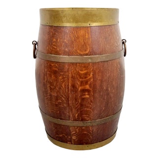 Dutch Oak and Brass Barrel from Antethics Coopered, 1930s For Sale