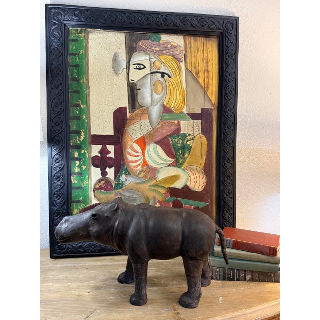 Coffee Wood and Leather Hippopotamus Sculpture For Sale - Image 8 of 9
